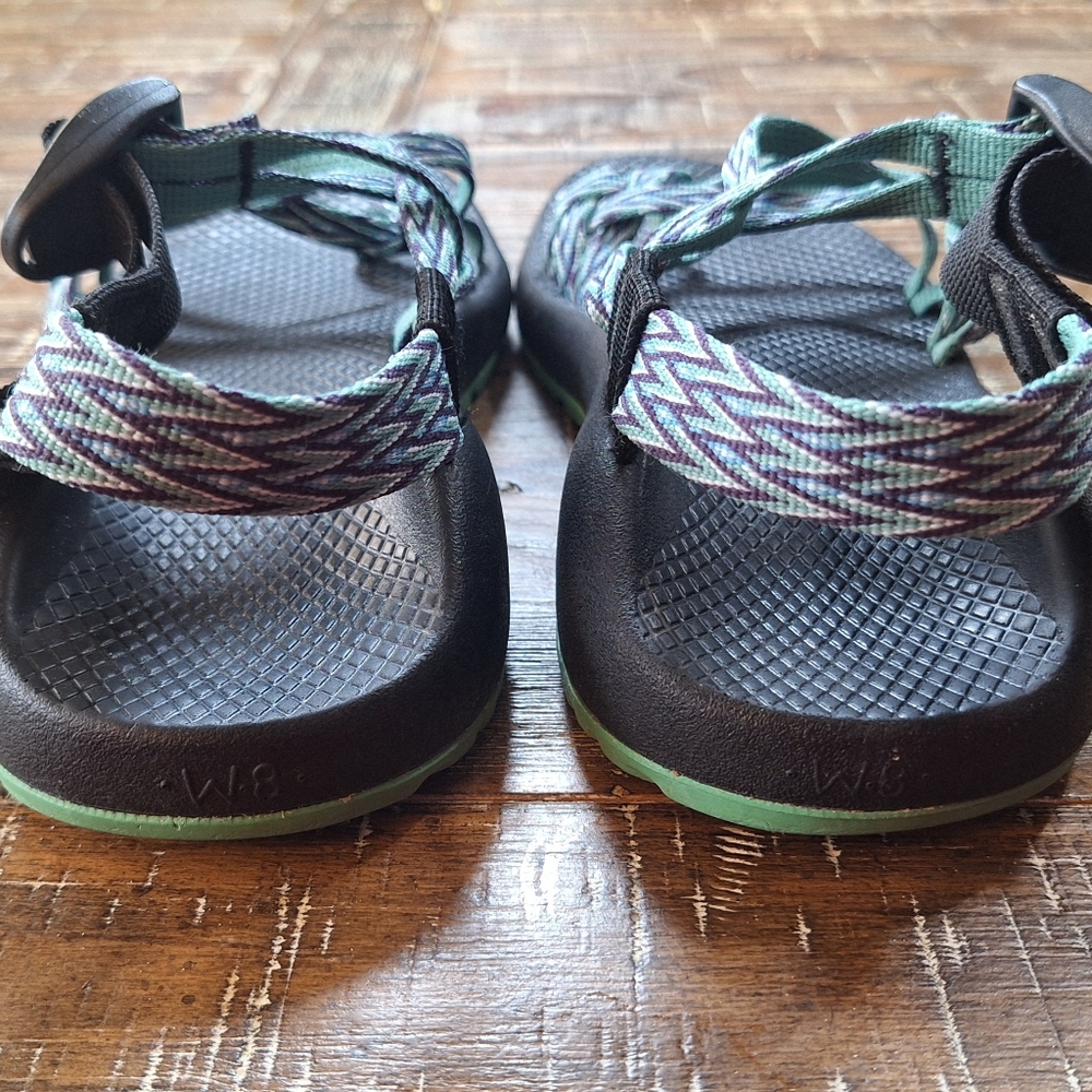 Chaco Women's Sandals Size‎ 8 Green/Purple Strappy Outdoor Sport Trail Hiking - Picture 4 of 6